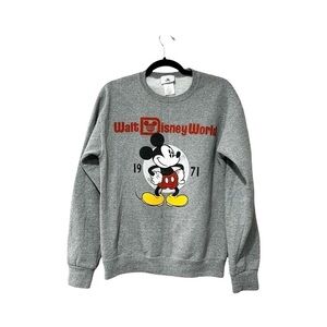 WALT DISNEY WORLD Mickey Mouse Unisex Heather Gray Crew Neck Sweatshirt Sz S